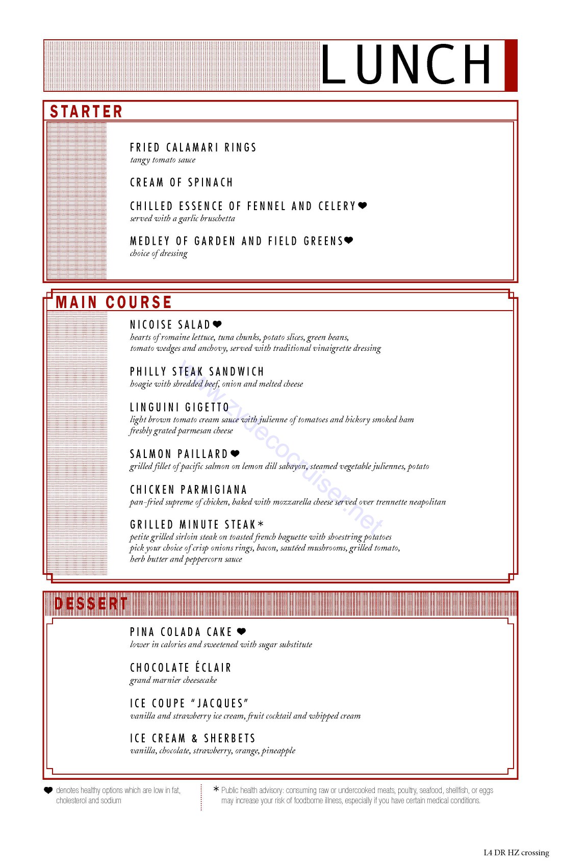 Carnival Horizon MDR Lunch Menu 4