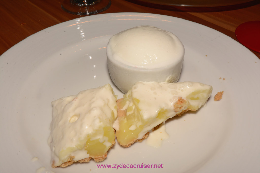 387: Carnival Horizon Transatlantic Cruise, Halifax, MDR Dinner, Key Lime Pie, tasted better than it looked