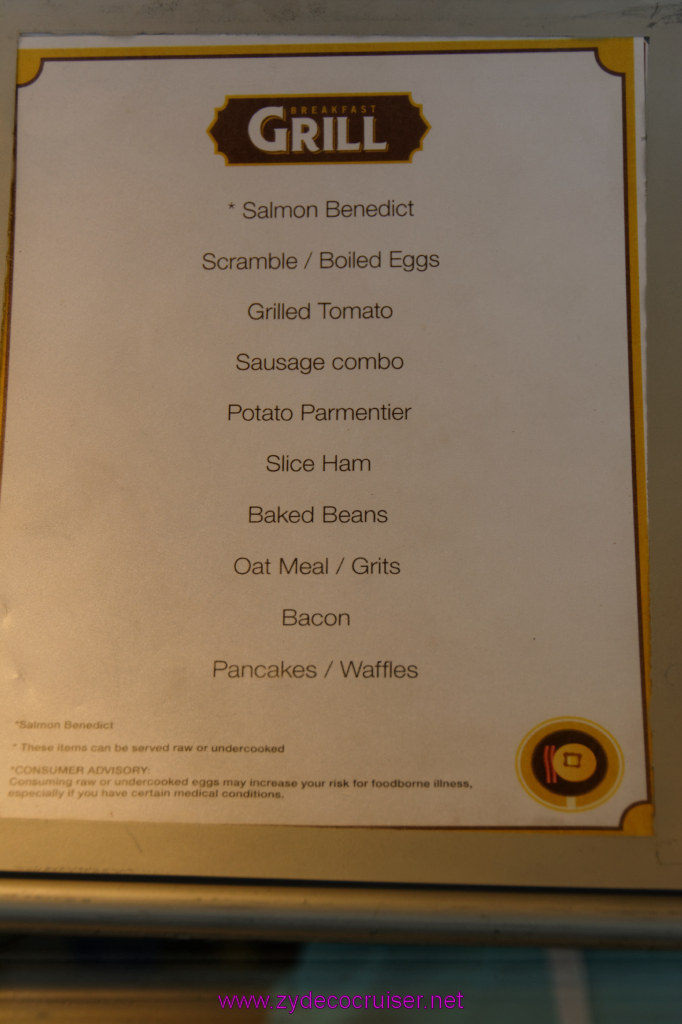 012: Carnival Imagination, Ensenada, Lido Breakfast Menu