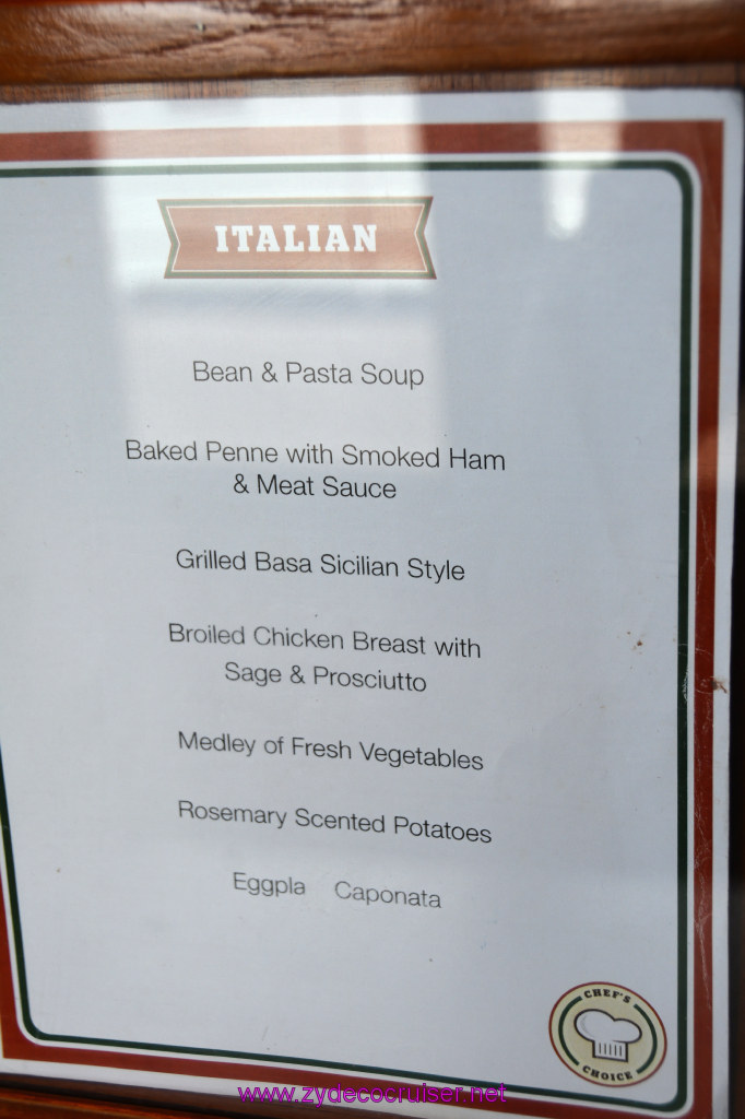 093: Carnival Imagination, Long Beach, Embarkation, Lido Lunch Italian Menu, 