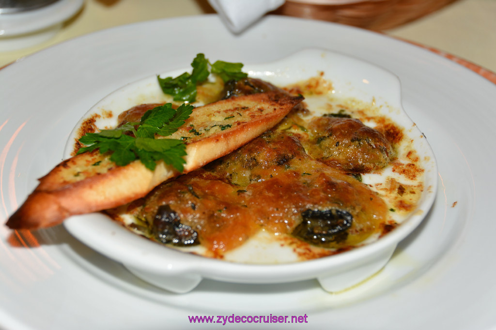 Carnival Inspiration, MDR American Table Dinner, Escargot Bourguignonne