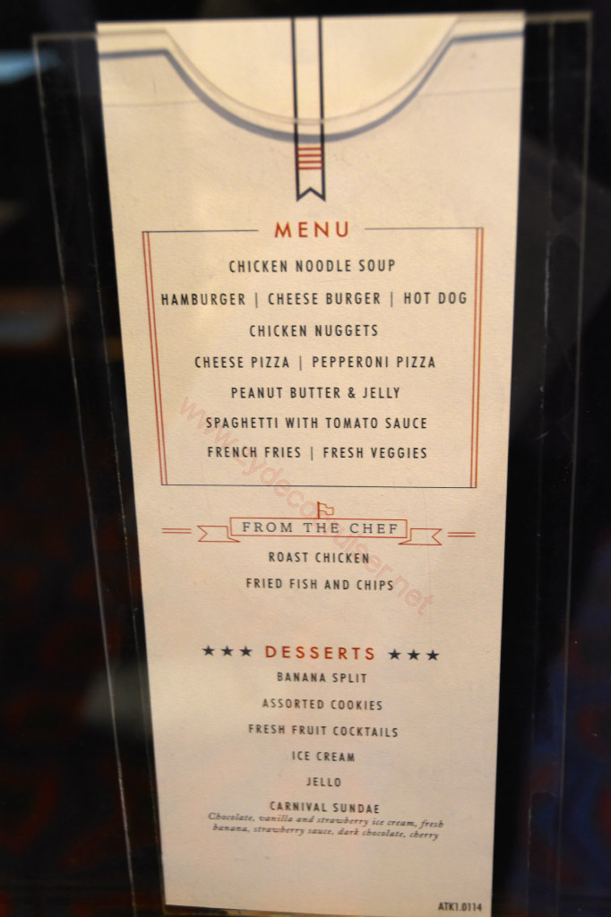 Carnival American Table Kid's Menu