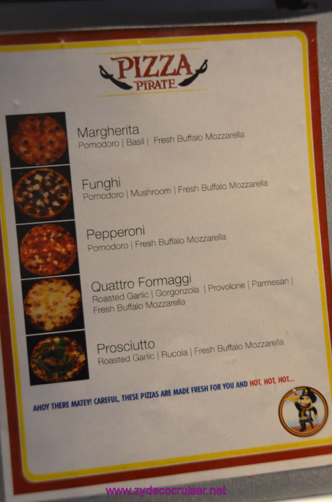 146: Carnival Legend British Isles Cruise, Dover, Embarkation, Pizza Pirate Menu, 