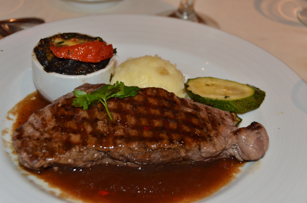 346: Carnival Legend, British Isles Cruise, Dublin, MDR Dinner, Grilled New York Sirloin Steak