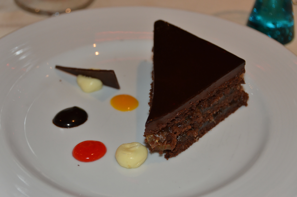 347: Carnival Legend, British Isles Cruise, Dublin, MDR Dinner, Chocolate and Hazelnut Tart