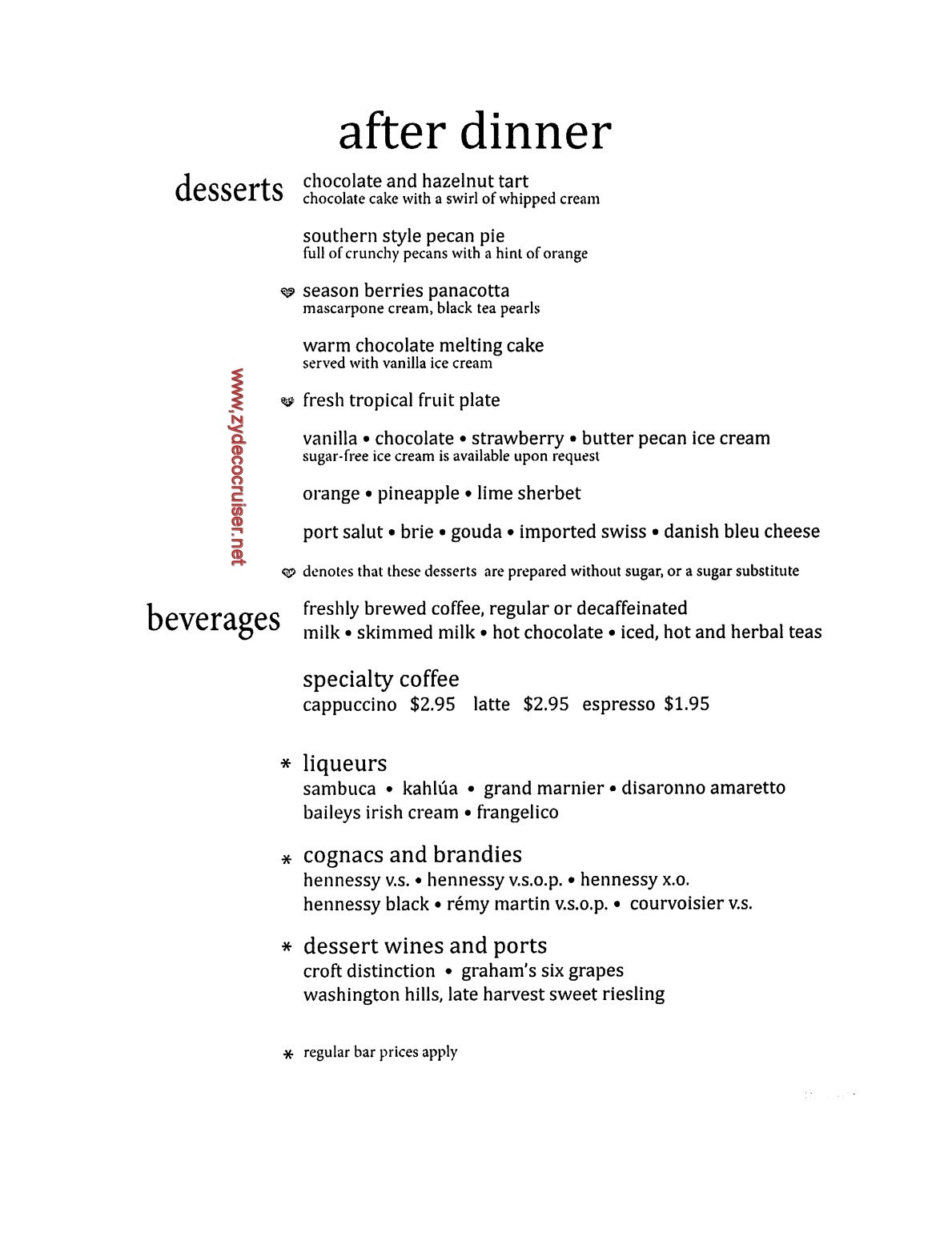 Carnival Legend British Isles Cruise, MDR Dessert Menu 5