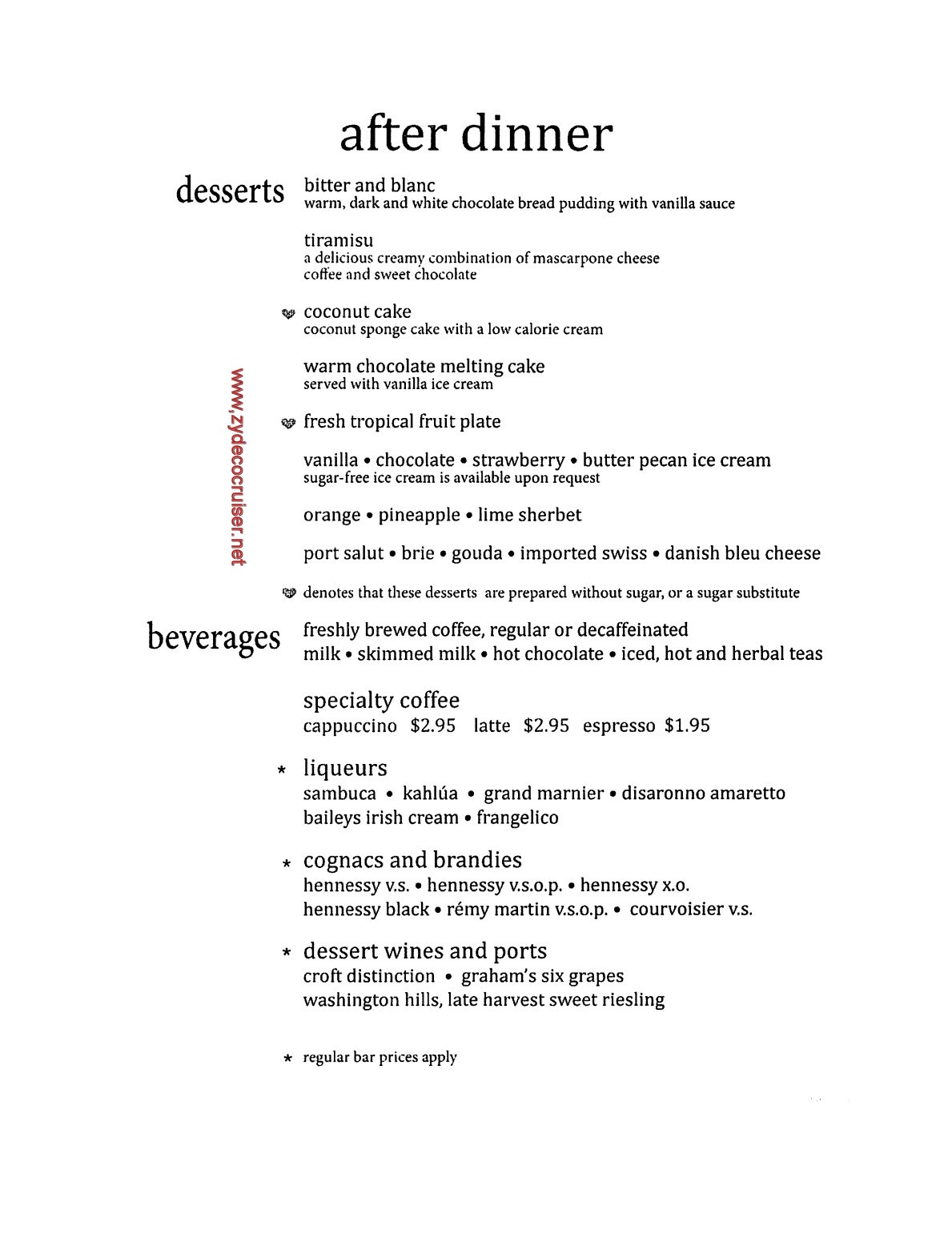 Carnival Legend British Isles Cruise, MDR Dessert Menu 8