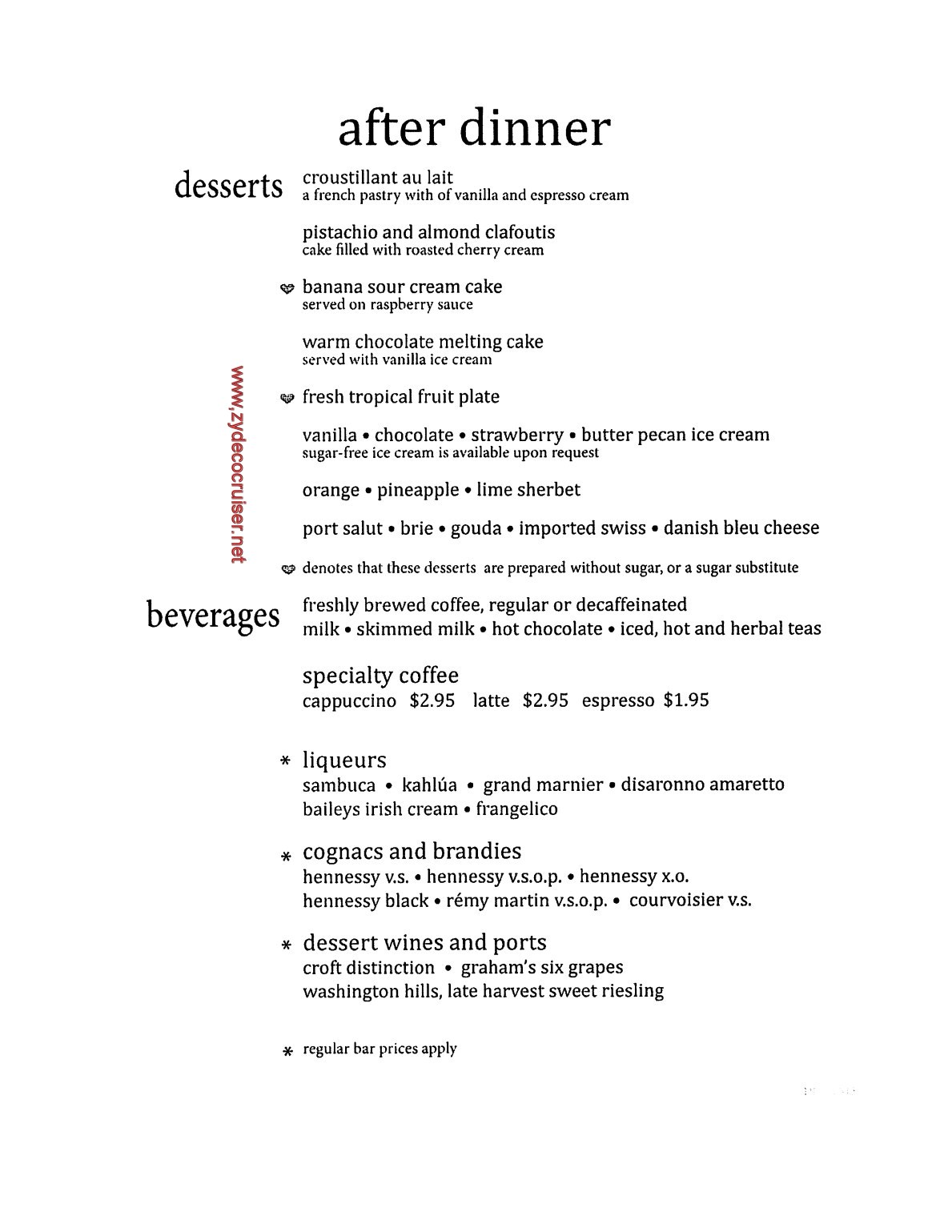 Carnival Legend British Isles Cruise, MDR Dessert Menu 6