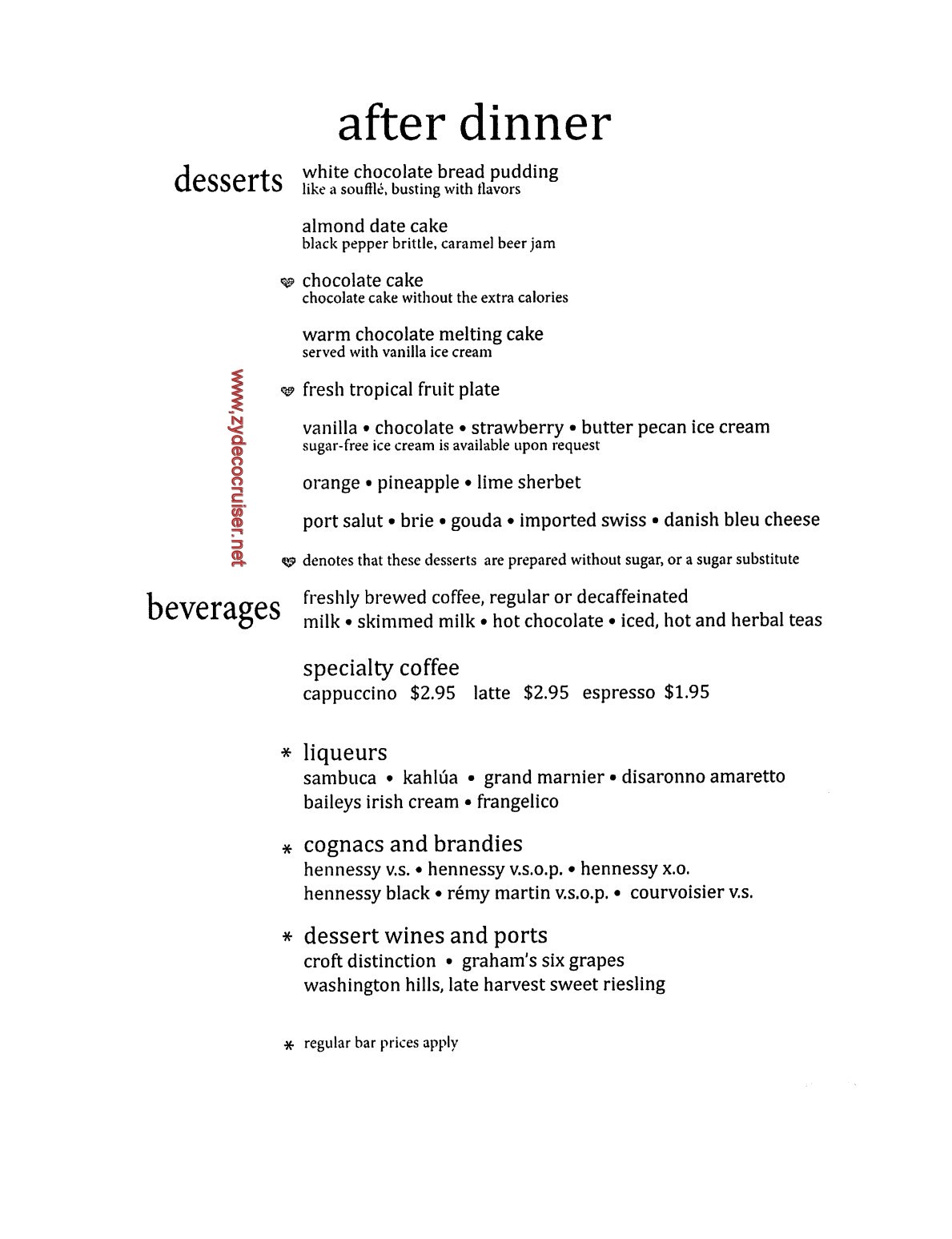 Carnival Legend British Isles Cruise, MDR Dessert Menu 9