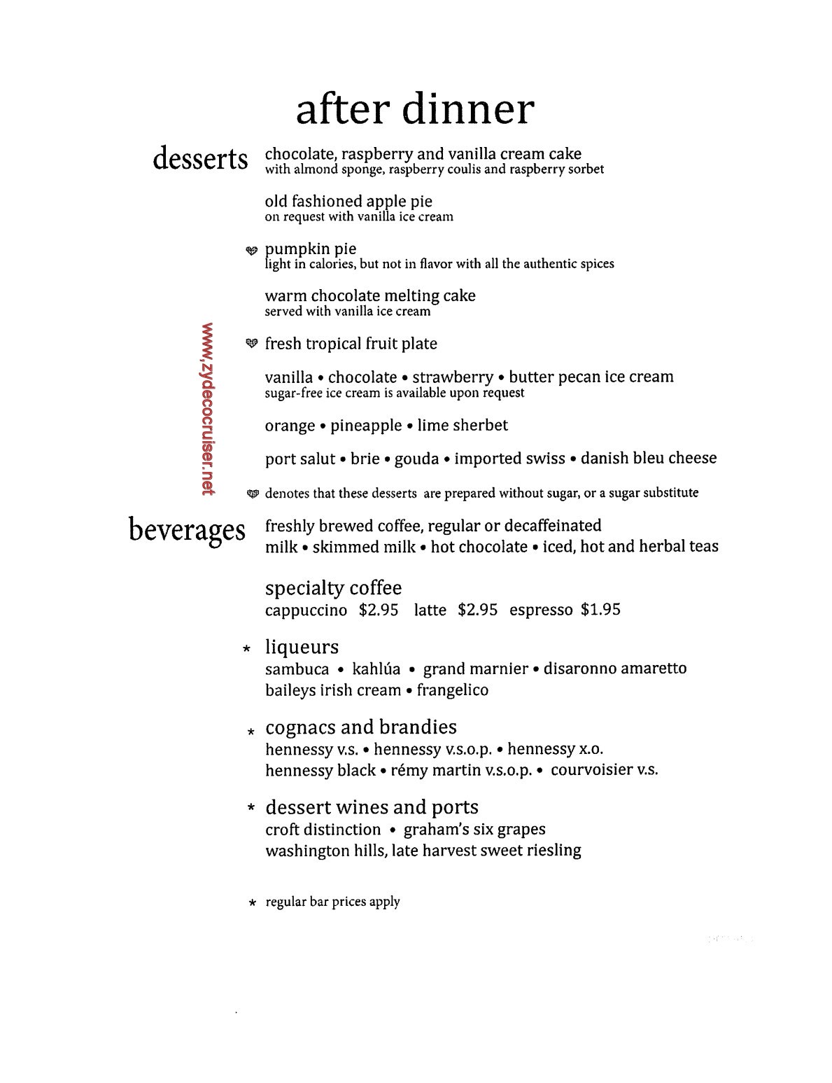 Carnival Legend British Isles Cruise, MDR Dessert Menu 10