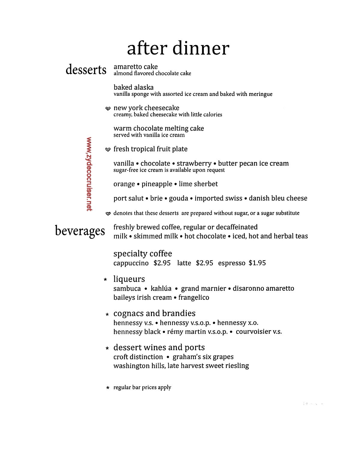 Carnival Legend British Isles Cruise, MDR Dessert Menu 11