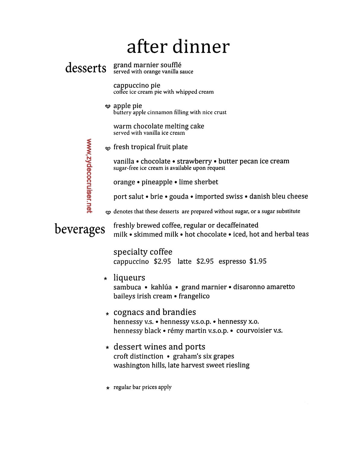 Carnival Legend British Isles Cruise, MDR Dessert Menu 12