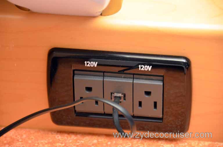 051: Carnival Magic Inaugural Cruise, Grand Mediterranean, Venice, Cove Balcony Stateroom, 2 120volt outlets