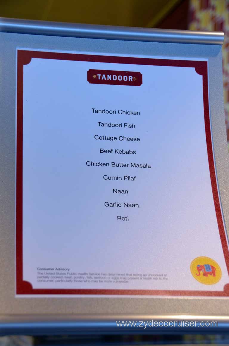 Carnival Magic Tandoor {typical} Menu