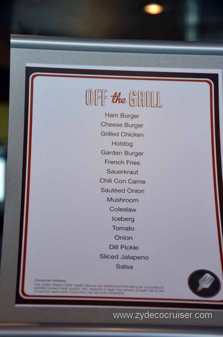 250: Carnival Magic Inaugural Cruise, Grand Mediterranean, Venice, Off the Grill Menu