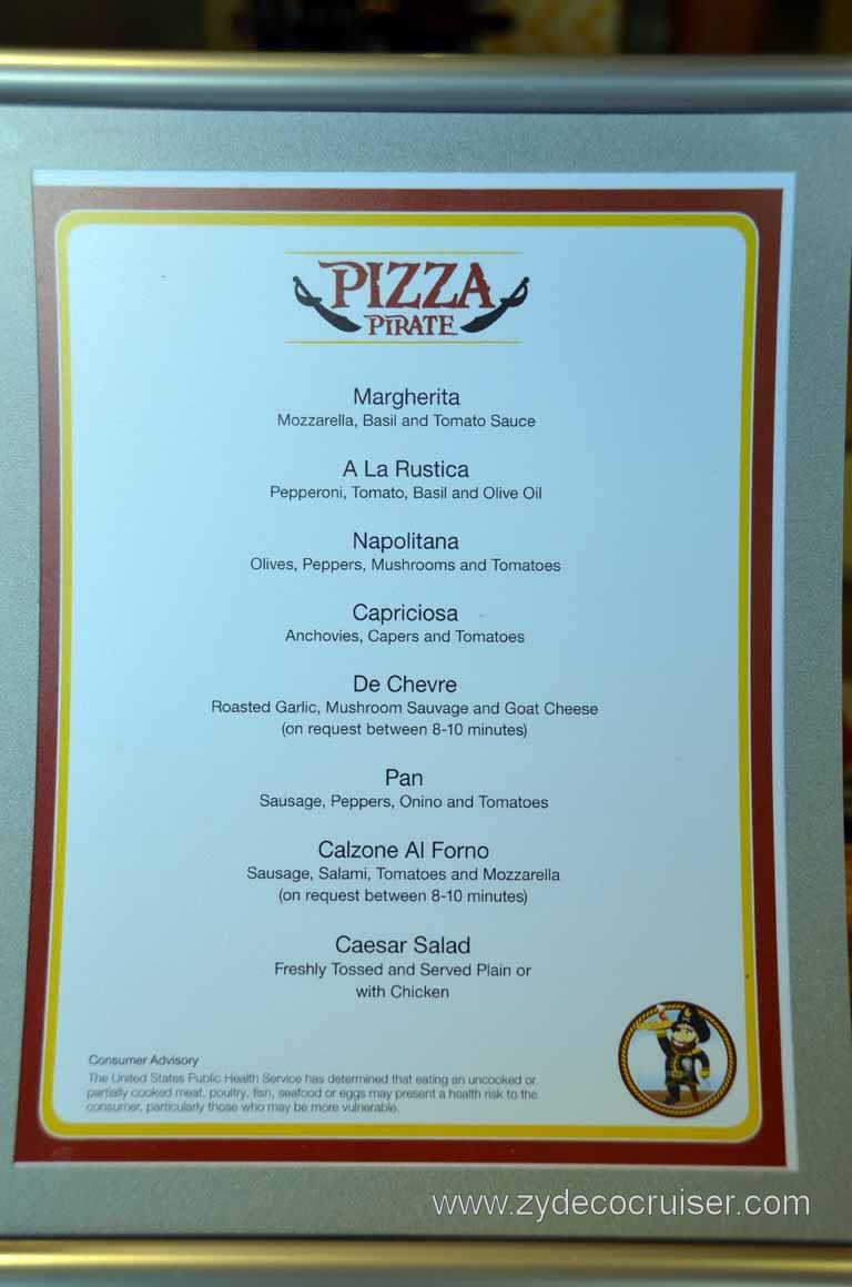 257: Carnival Magic Inaugural Cruise, Grand Mediterranean, Venice, Pizza Pirate Menu