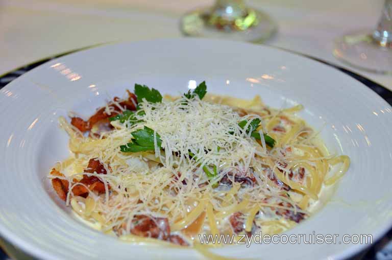 131: Carnival Magic, Inaugural Cruise, Sea Day 2, Dinner, Spaghetti Carbonara (starter)