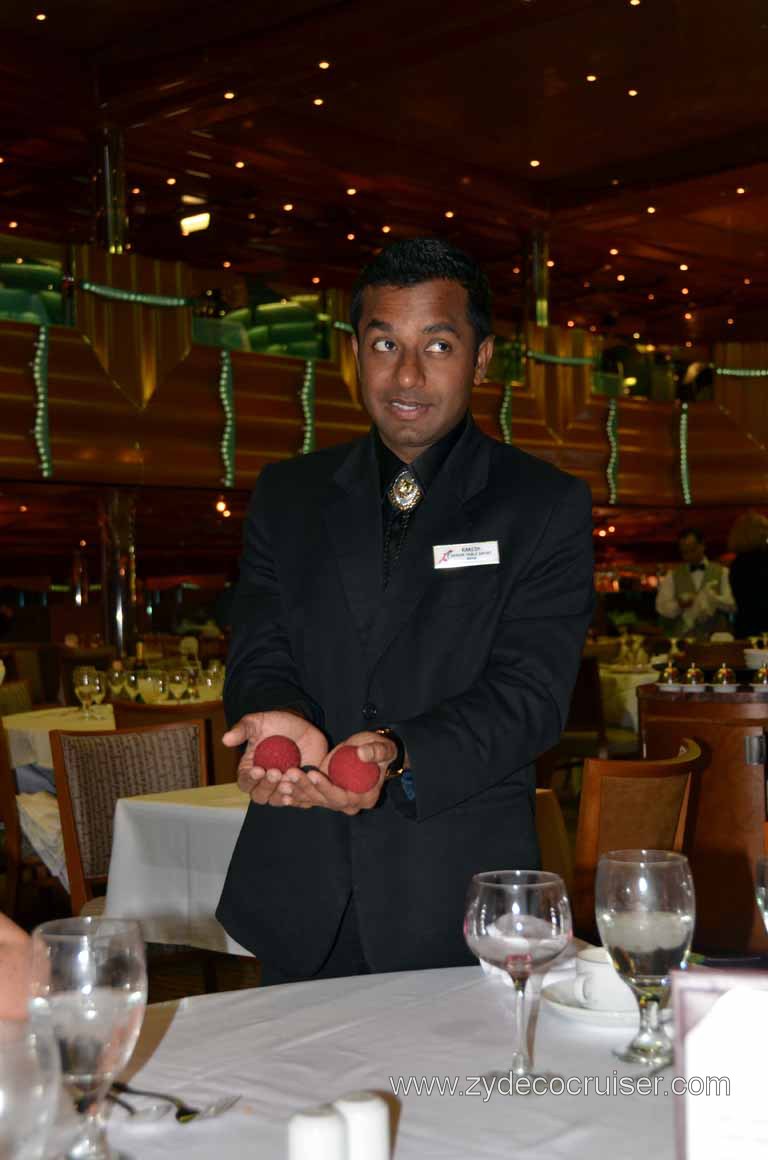 148: Carnival Magic, Inaugural Cruise, Sea Day 2, Dinner, Senior Table Artist Rakesh. 