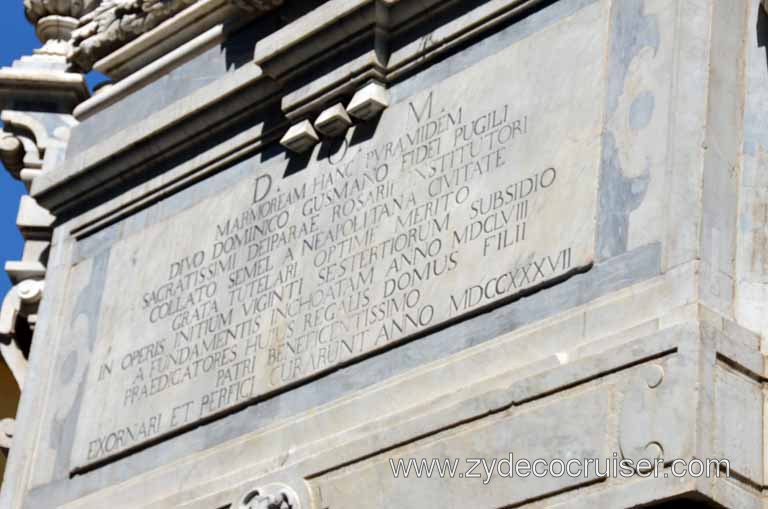 186: Carnival Magic Inaugural Cruise, Naples, Secrets (Underground) of Naples Tour, Obelisk of San Domenico Maggiore