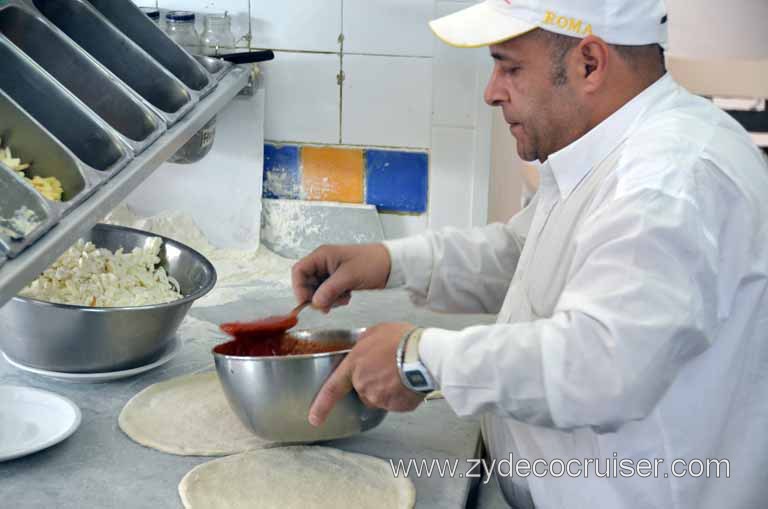 238: Carnival Magic Inaugural Cruise, Naples, Secrets (Underground) of Naples Tour, Ristorante La Tana Dell'Arte. The Art of Making a Pizza Margharita, Tomato Sauce