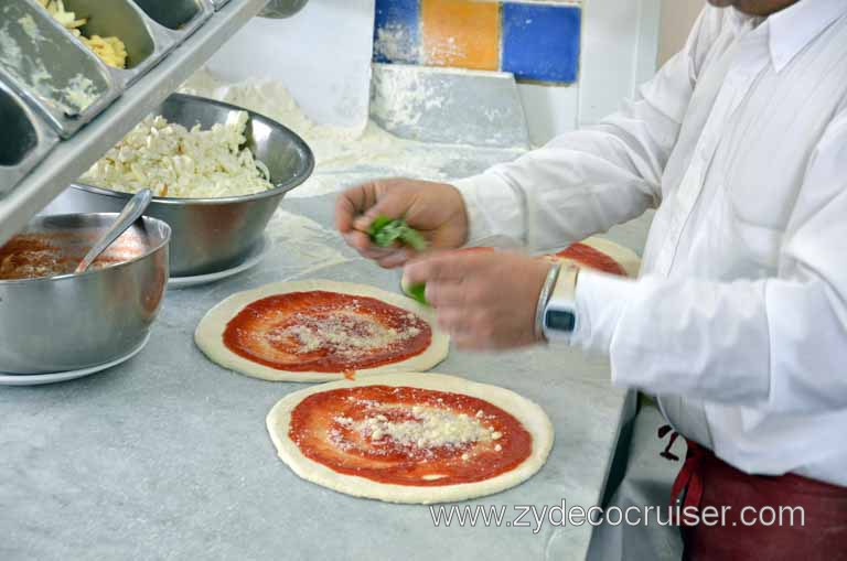 240: Carnival Magic Inaugural Cruise, Naples, Secrets (Underground) of Naples Tour, Ristorante La Tana Dell'Arte, The Art of Making a Pizza Margharita, Pizza Dough, Tomato Sauce, Parmesan Cheese, Fresh Basil