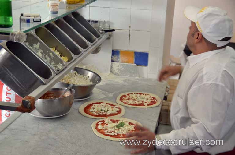 244: Carnival Magic Inaugural Cruise, Naples, Secrets (Underground) of Naples Tour, Ristorante La Tana Dell'Arte, The Art of Making a Pizza Margharita, Pizza Dough, Tomato Sauce, Parmesan Cheese, Fresh Basil, Mozzarella Cheese, Olive Oil