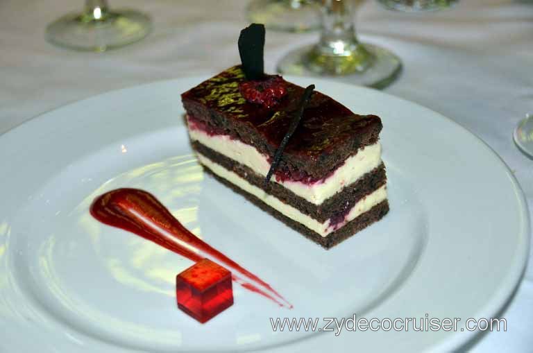 267: Carnival Magic Inaugural Voyage, Livorno, Dinner, Chocolate, Raspberry, and Vanilla Cream Cake, 