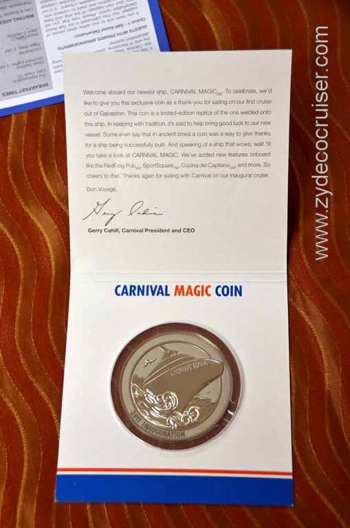 271: Carnival Magic Inaugural Voyage, Livorno, Carnival Magic Coin Inaugural Gift, Galveston? Oops.