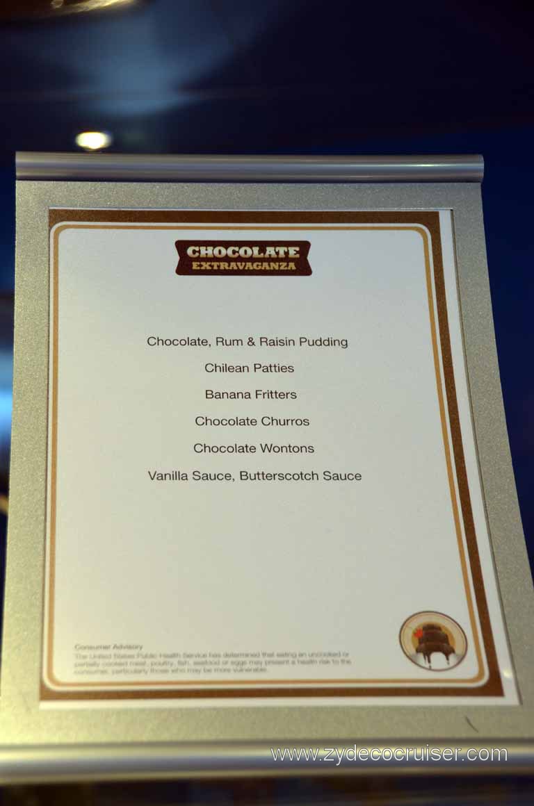 165: Carnival Magic Inaugural Voyage, Monte Carlo, Sea Day 3, Chocolate Extravaganza Menu 2