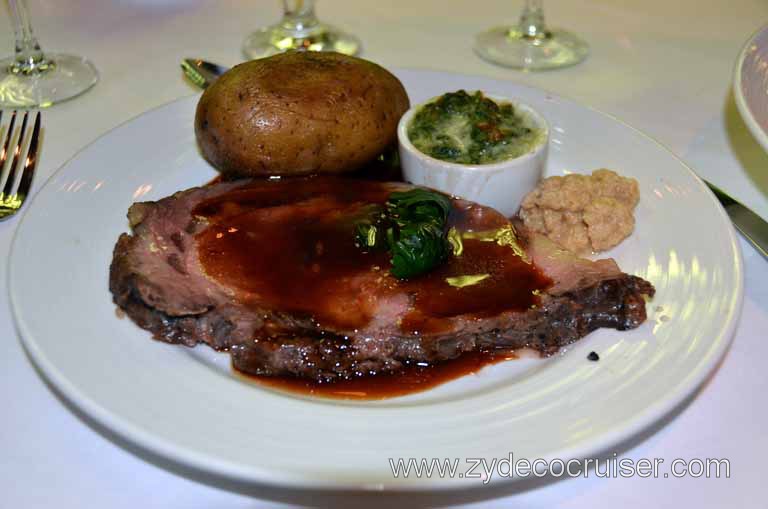 238: Carnival Magic Inaugural Voyage, Monte Carlo, Sea Day 3, Dinner, Tender Roasted Prime Rib of American Beef au jus