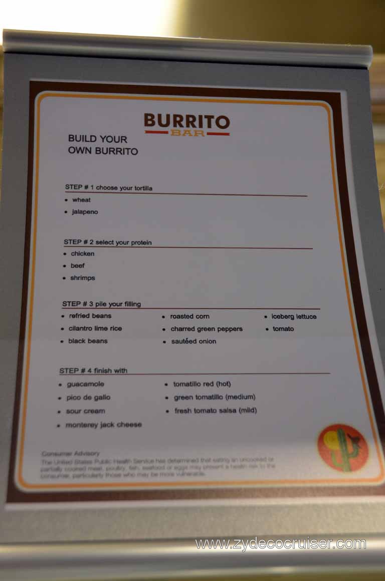 Carnival Magic Burrito Bar Menu