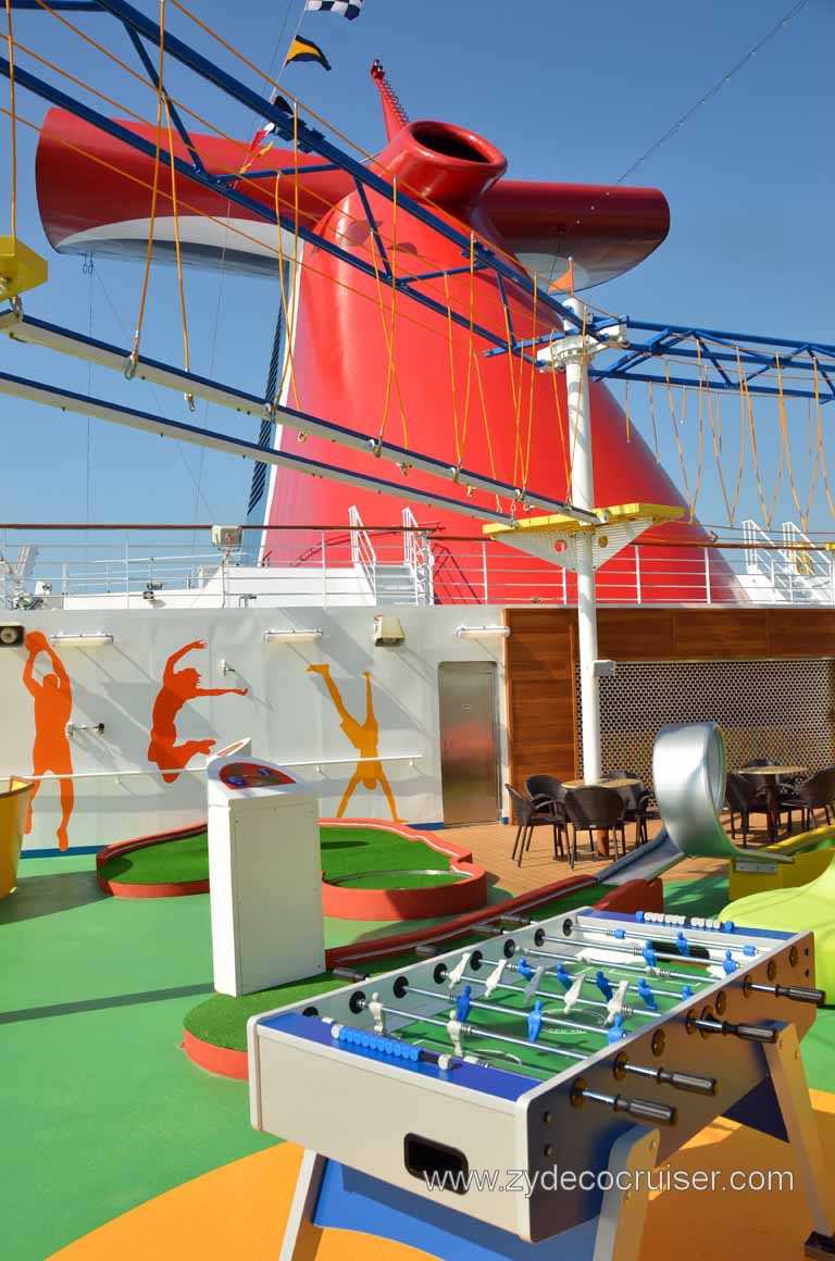 034: Carnival Magic, Grand Mediterranean, Barcelona, Skycourse (Ropes course), Funnel, Mini-Golf, Foosball (Table Football)