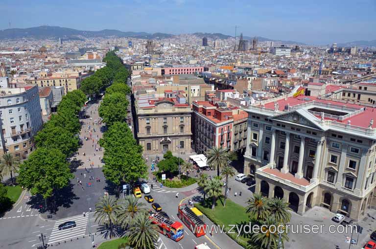 189: Carnival Magic, Grand Mediterranean, Barcelona, View from top of Columbus Monument, La Rambla