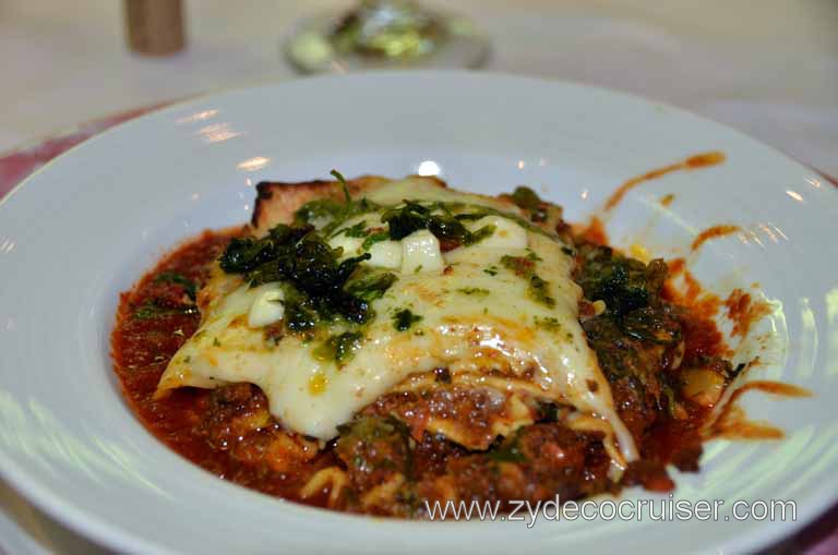 255: Carnival Magic, Grand Mediterranean, Barcelona, Dinner, Lasagna Bolognese (starter)