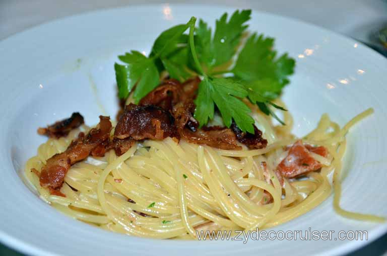 152: Carnival Magic, Mediterranean Cruise, Sea Day 1, Dinner, Elegant Night 1, Spaghetti Carbonara (starter)