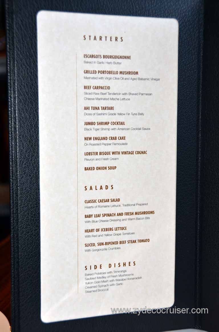 007: Carnival Magic Prime Steakhouse, Menu, Starters and Salads