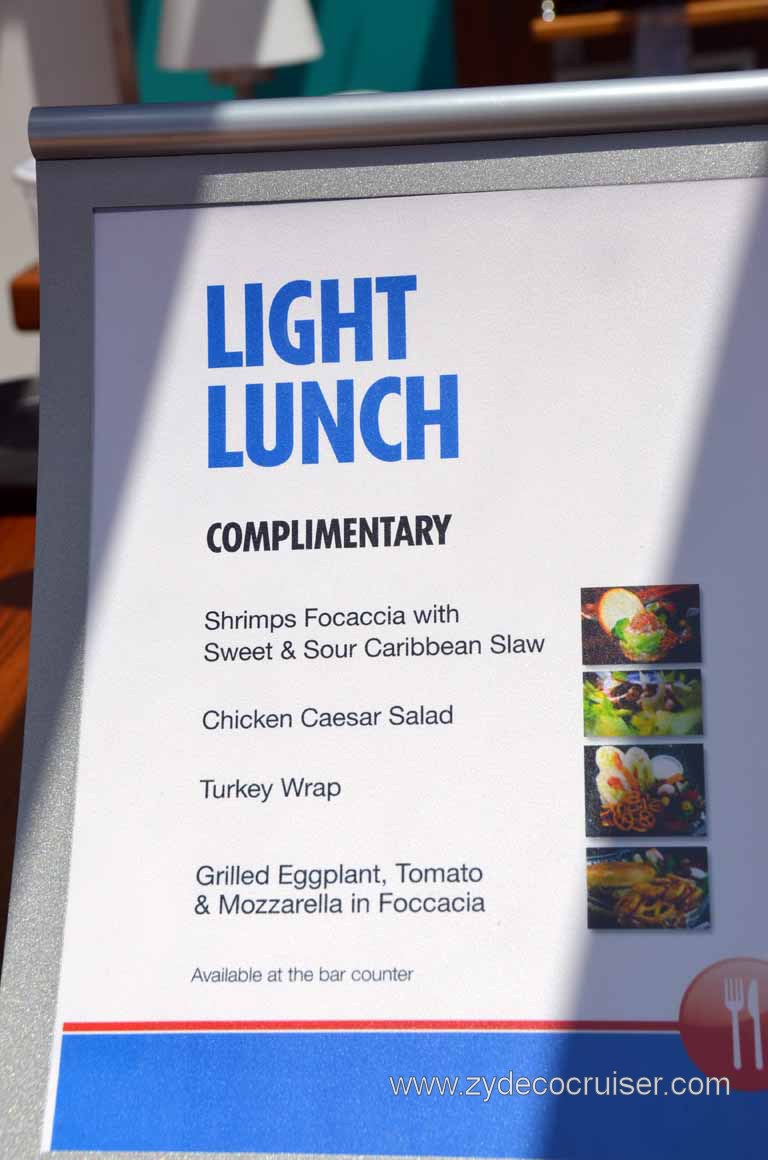 002: Carnival Magic, Mediterranean Cruise, Sea Day 2, Serenity Light Lunch menu