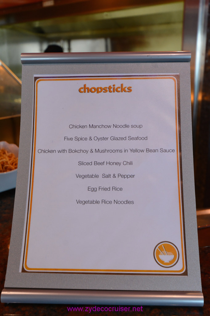 119: Carnival Miracle Alaska Cruise, Seattle, Embarkation, Chopsticks, Menu