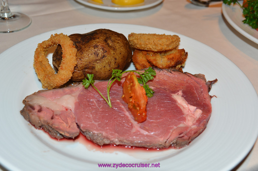 110: Carnival Miracle Alaska Cruise, Fun Day at Sea 1, MDR Dinner, Tender Roasted Prime Rib of American Beef