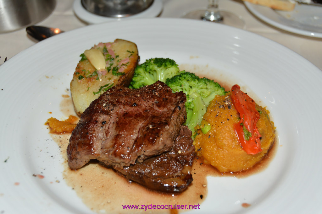 401: Carnival Miracle Alaska Cruise, Skagway, MDR Dinner, Petite Filet Mignon and Braised Boneless Short-Rib 