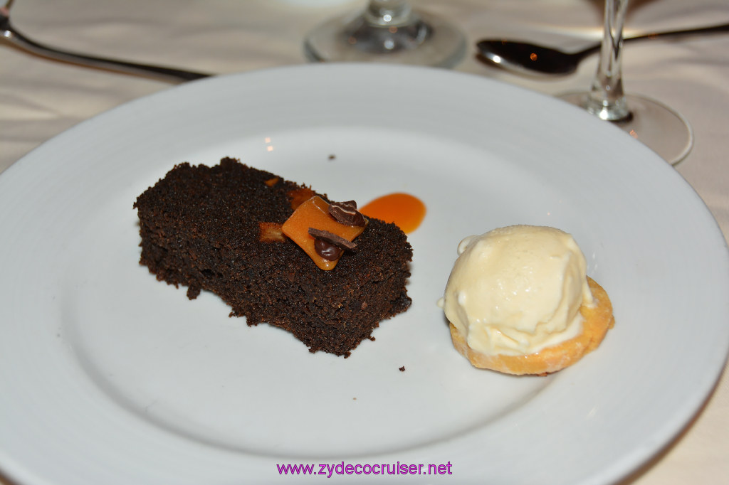 690: Carnival Miracle Alaska Cruise, Juneau, MDR Dinner, Almond Date Cake 