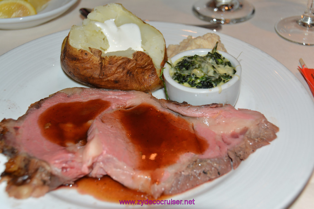 061: Carnival Miracle Alaska Cruise, Sea Day 2, MDR Dinner, Tender Roasted Prime Rib of American Beef  au jus