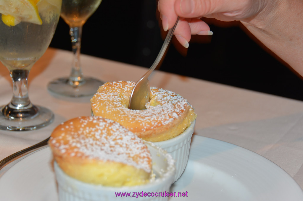 065: Carnival Miracle Alaska Cruise, Sea Day 2, MDR Dinner, Grand Marnier Soufflé (x2) 