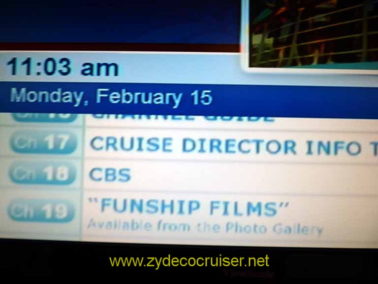 226: Carnival Sensation, Freeport, Bahamas, TV Channels 