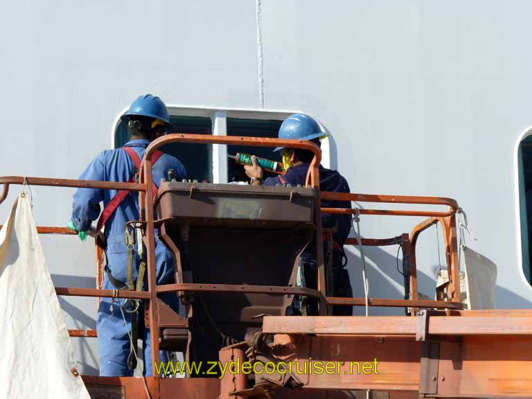 348: Carnival Sensation, Freeport, Bahamas, almost finished repairing the window - took all day