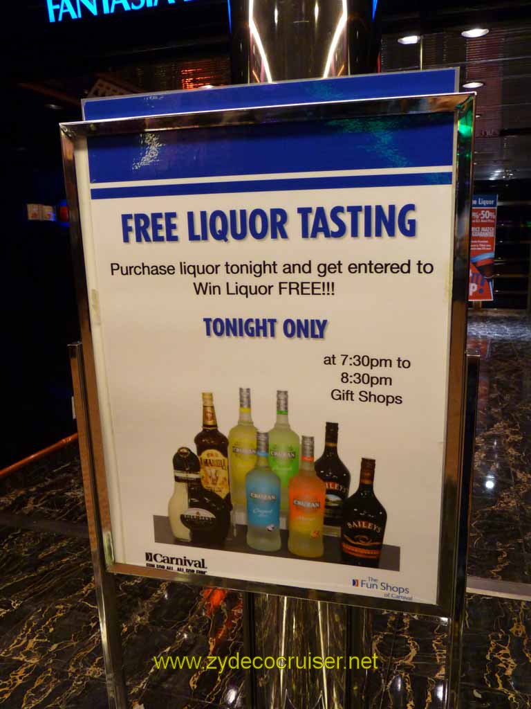 123: Carnival Sensation, Port Canaveral - Free Liquor Tasting