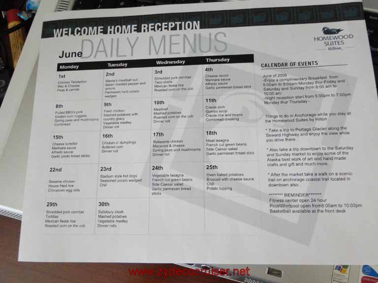 001: Anchorage, Alaska - Homewood Suites - Happy Hour Food menu