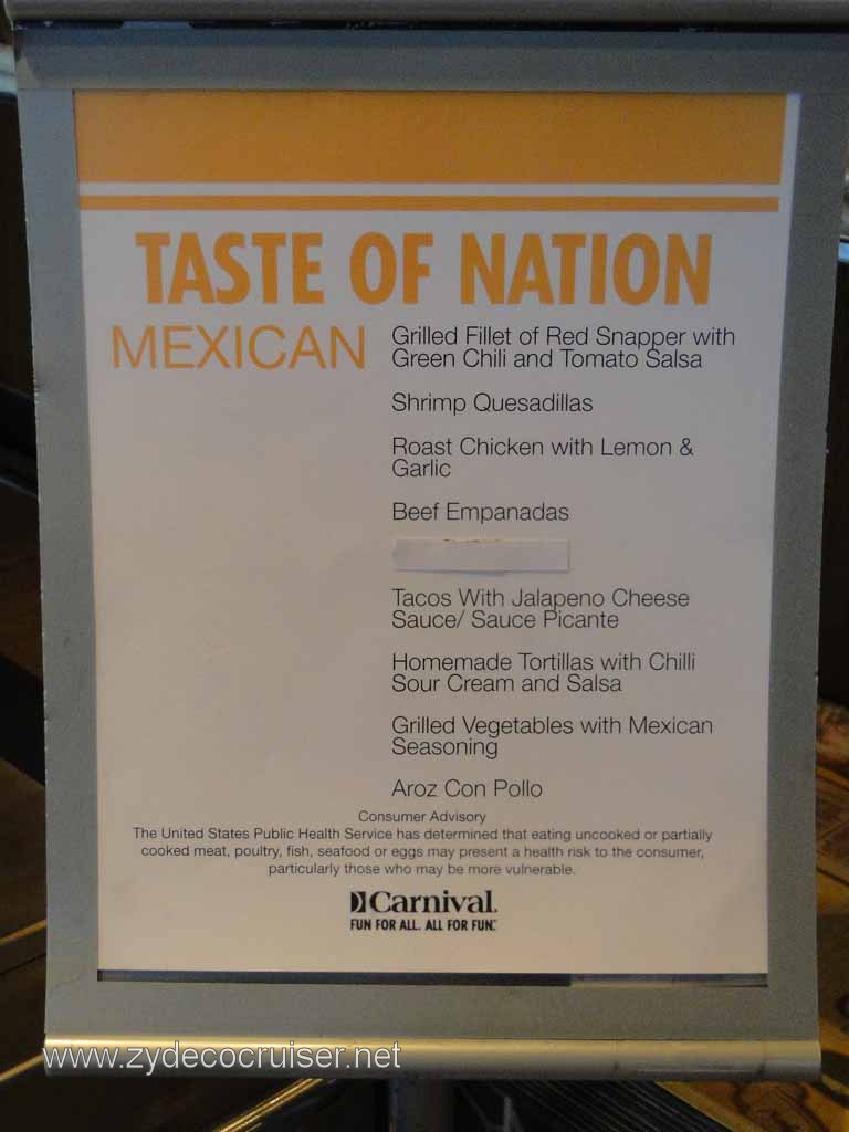 063: Carnival Spirit, Inside Passage, Taste of Nation Mexican Menu