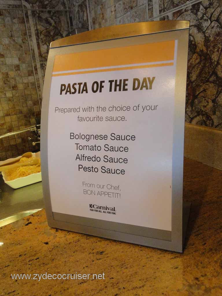 082: Carnival Spirit, Inside Passage, Pasta Menu (available at Pizzeria)