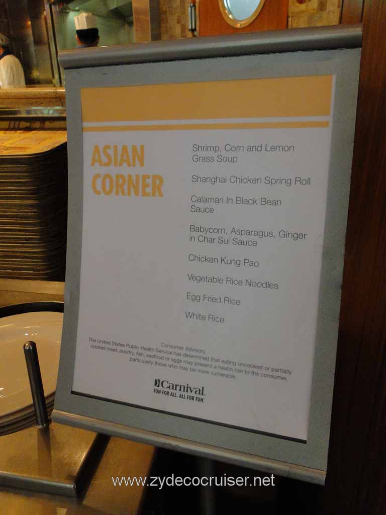 111: Carnival Spirit - Juneau - Asian Corner Menu